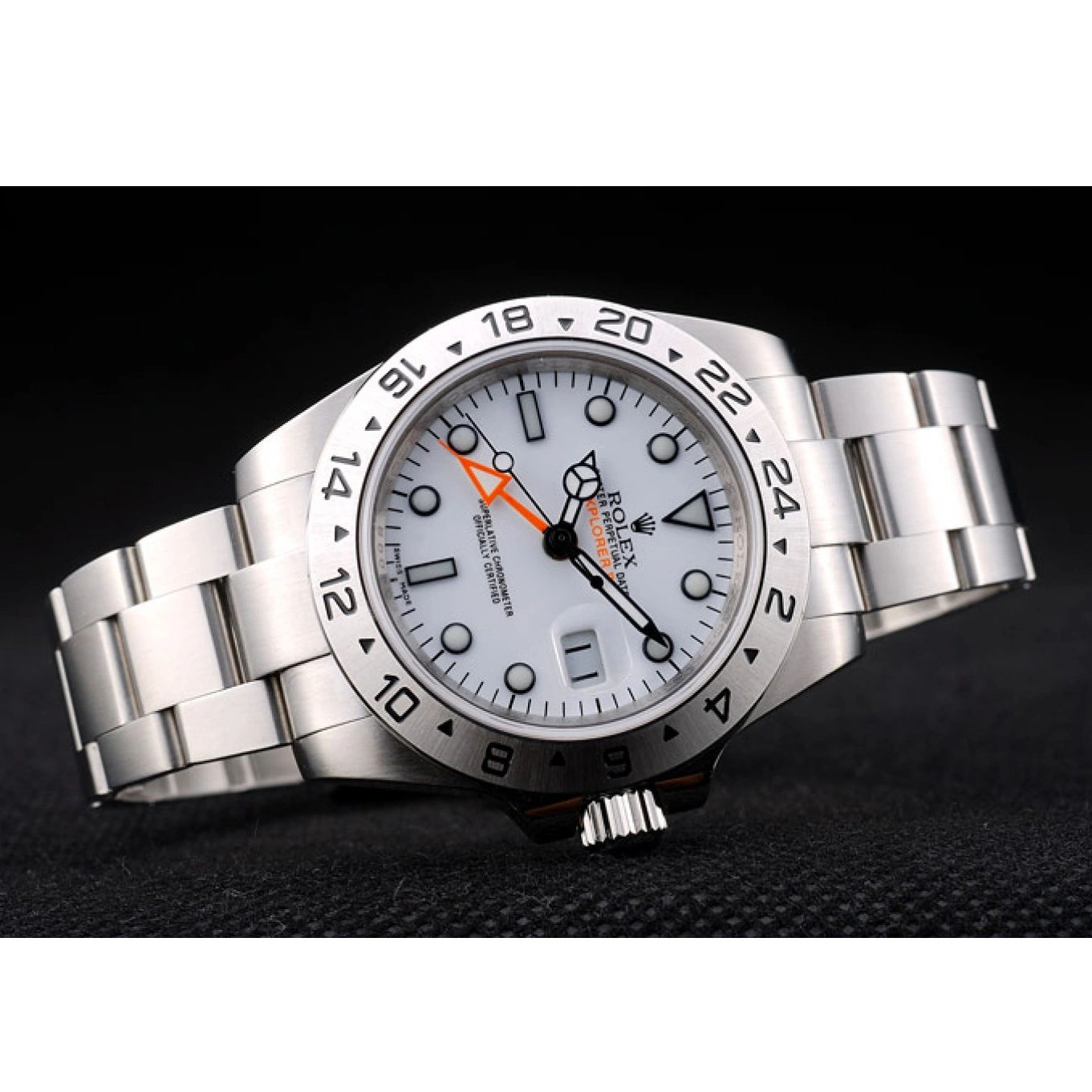 Aaa replica watch White Explorer Steel Bezel Watch Stainless Rolex Dial 0611